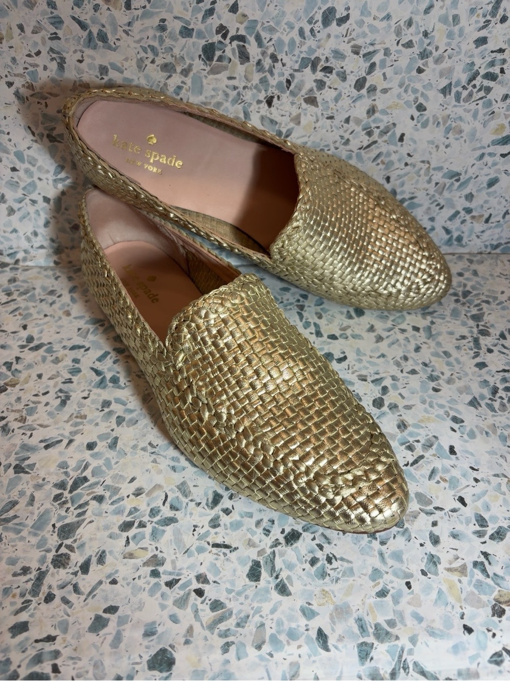 kate spade Gold Woven Leather Loafers - Metallic Gold - Picture 2 of 5